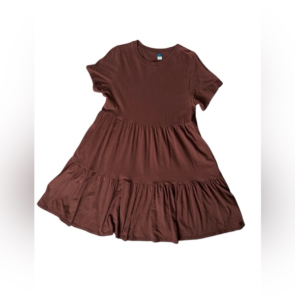 Old Navy brown prairie core babydoll style dress with pockets size medium - Picture 3 of 7